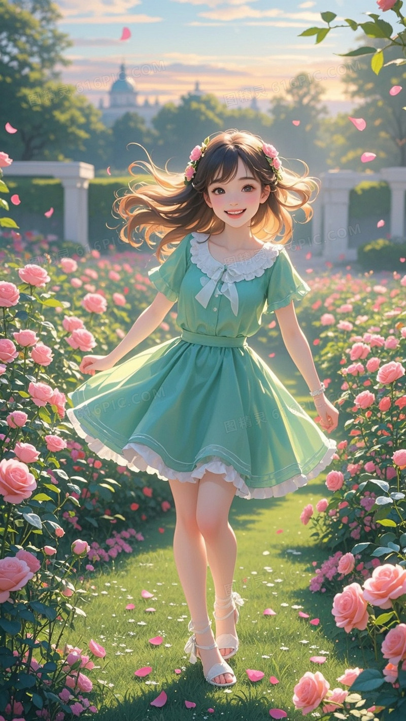 风光背景近景玫瑰花园花