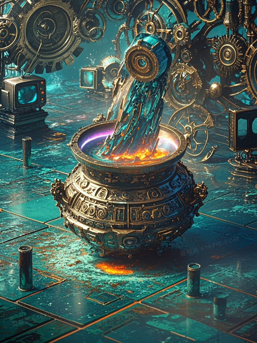 裂变星球表面矗立青铜鼎