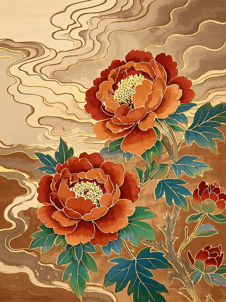 中国传统绘画风格水墨画主题