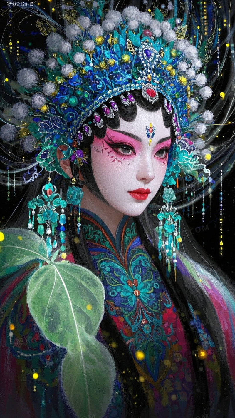 数字艺术风格透明水彩与数字艺术融合主题
