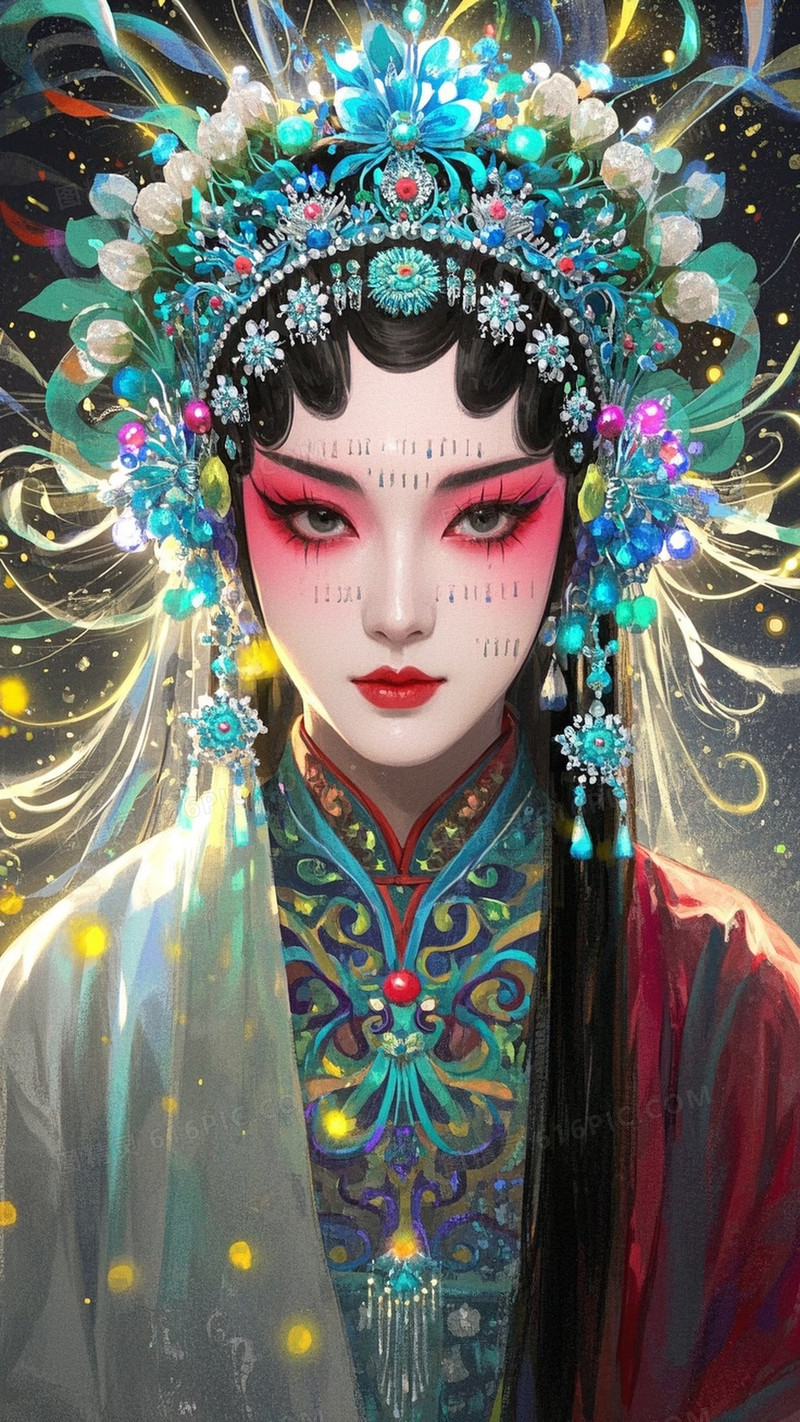 数字艺术风格透明水彩与数字艺术融合主题