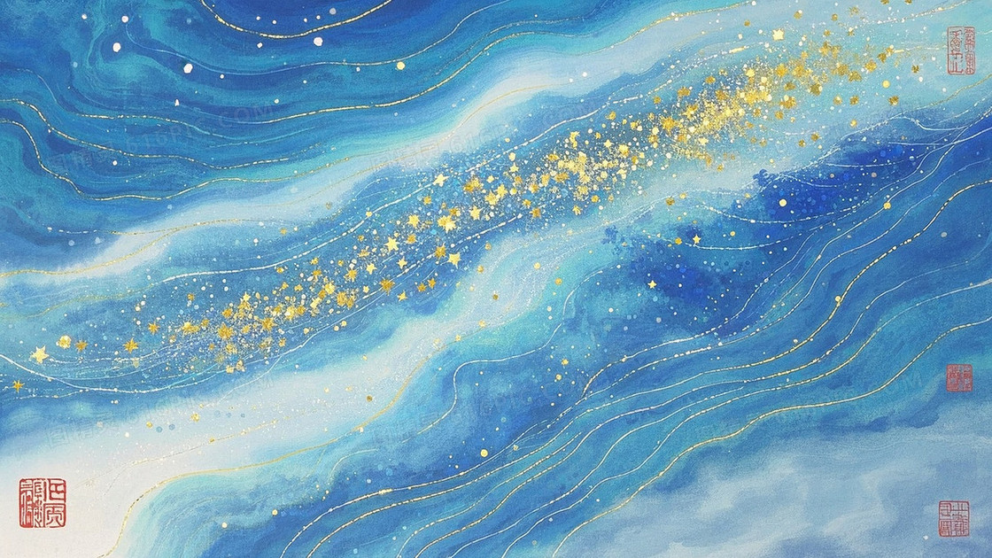 大面积的星河衔接写意工笔画