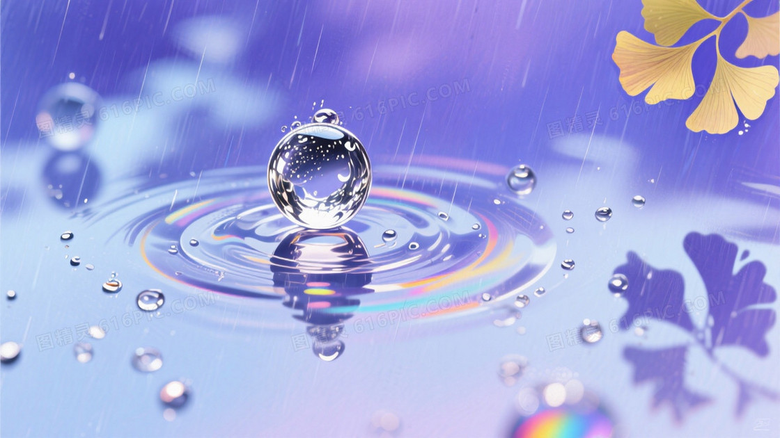 玻璃彩绘风格雨幕抽象画