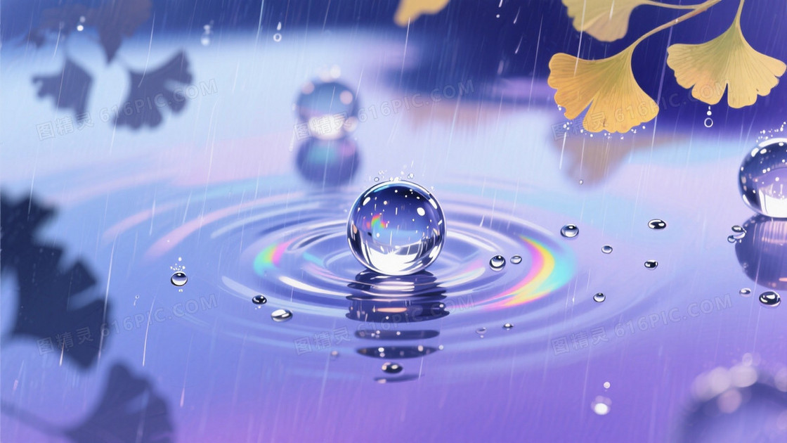 玻璃彩绘风格雨幕抽象画