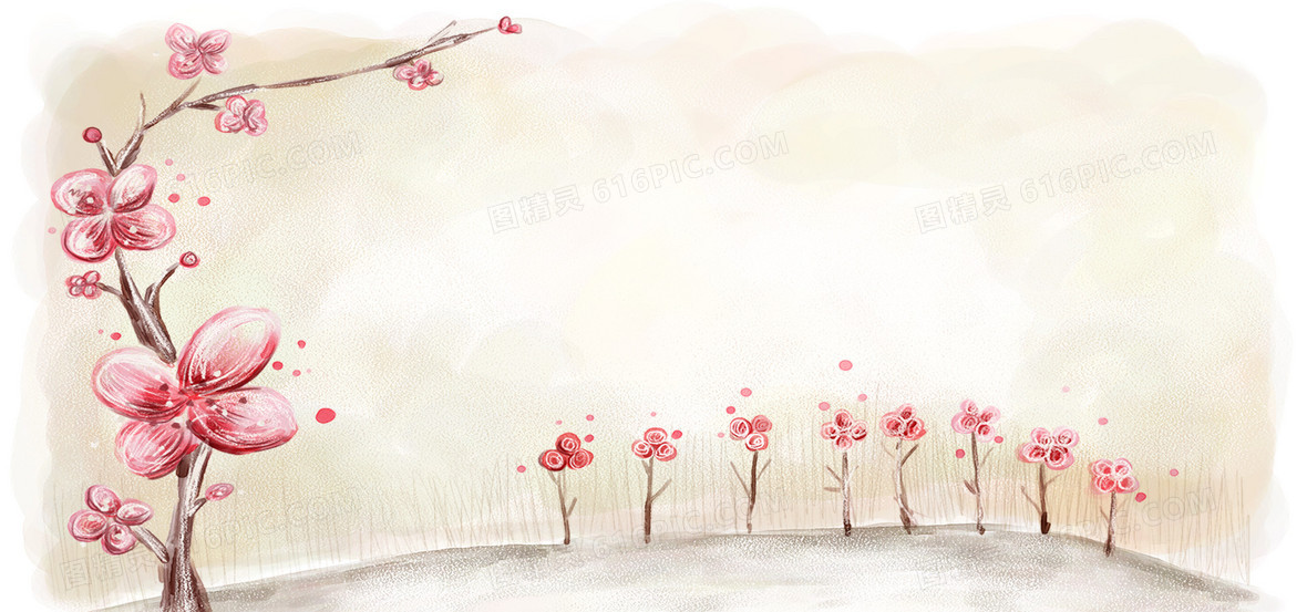 小清新粉色花瓣主题背景