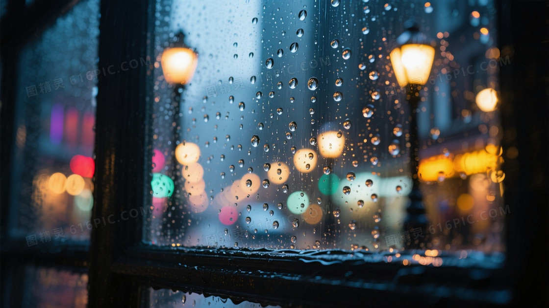 微距摄影雨滴窗景壁纸