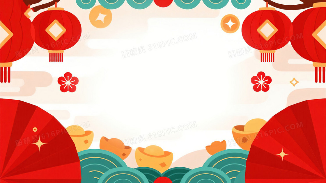 卡通国潮风中国新年喜庆背景