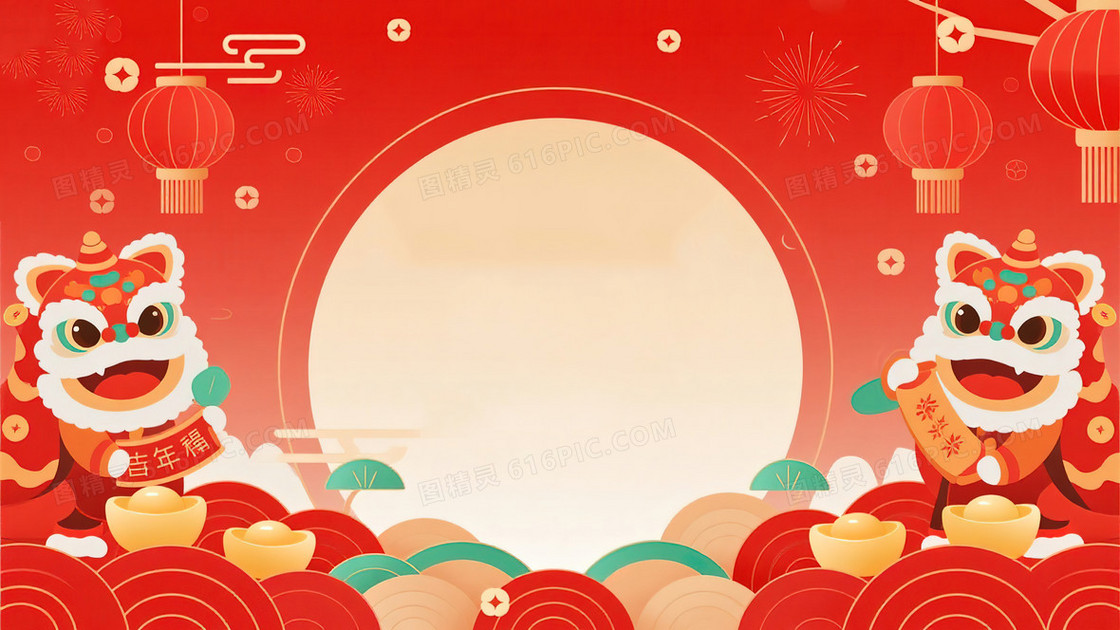 卡通风中国新年喜庆背景