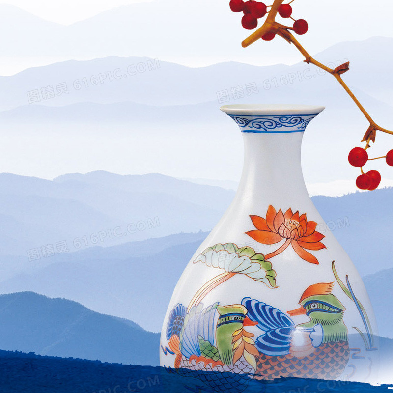 中国风青花瓷瓷器背景