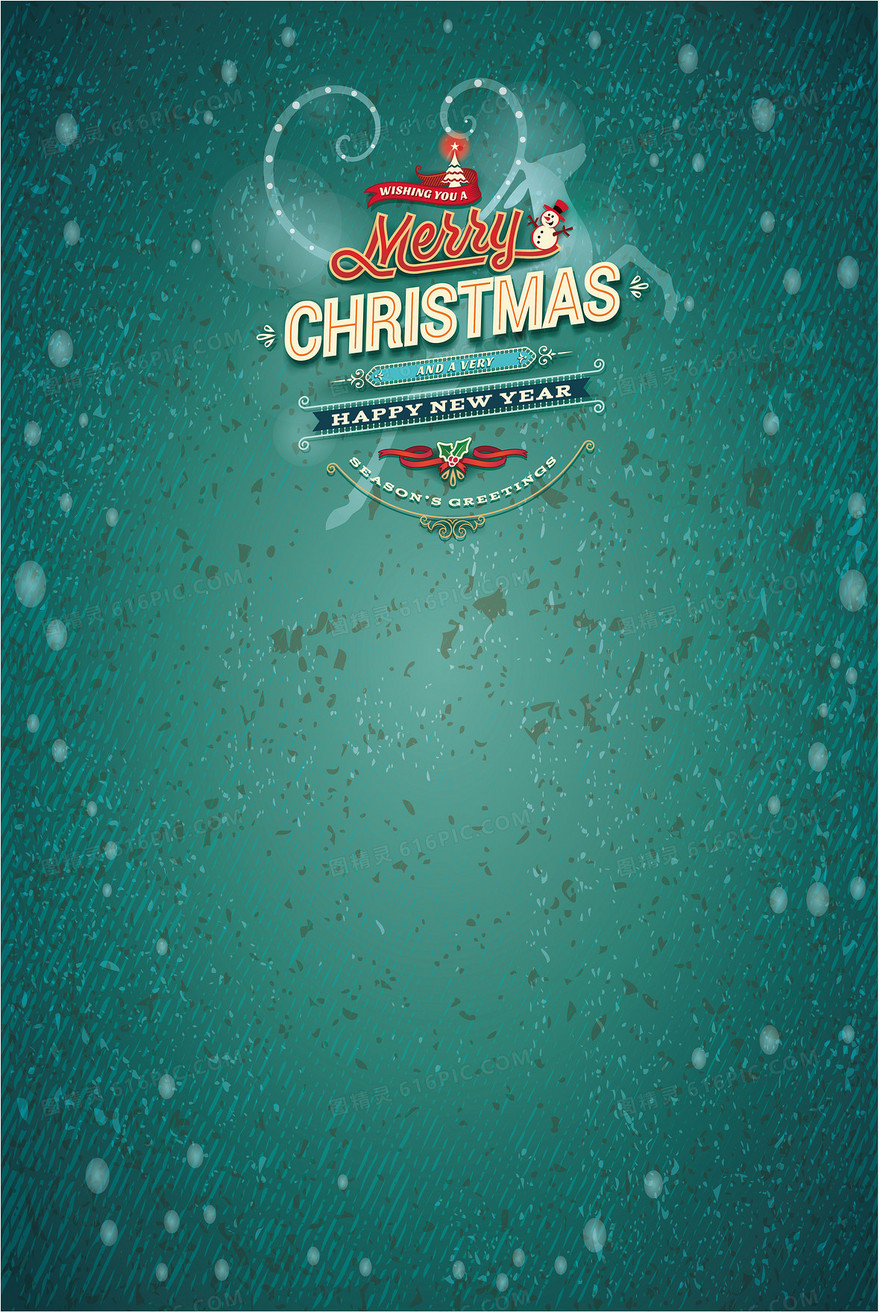 圣诞新年快乐艺术字体海报背景素材