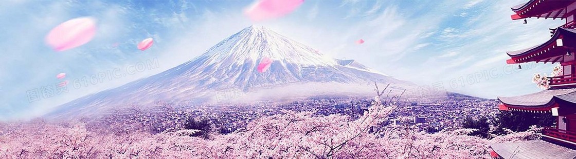 唯美富士山背景banner装饰