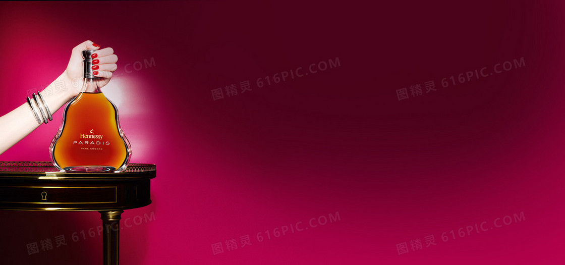 红色洋酒广告背景banner