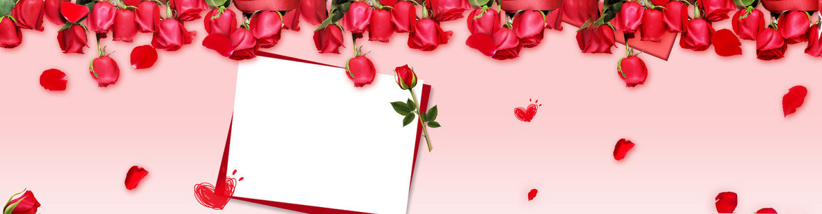 淘宝情人节玫瑰花粉色浪漫边框海报背景