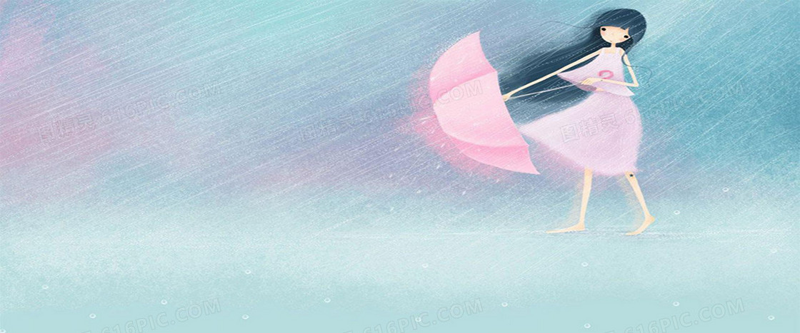 雨中小女孩背景
