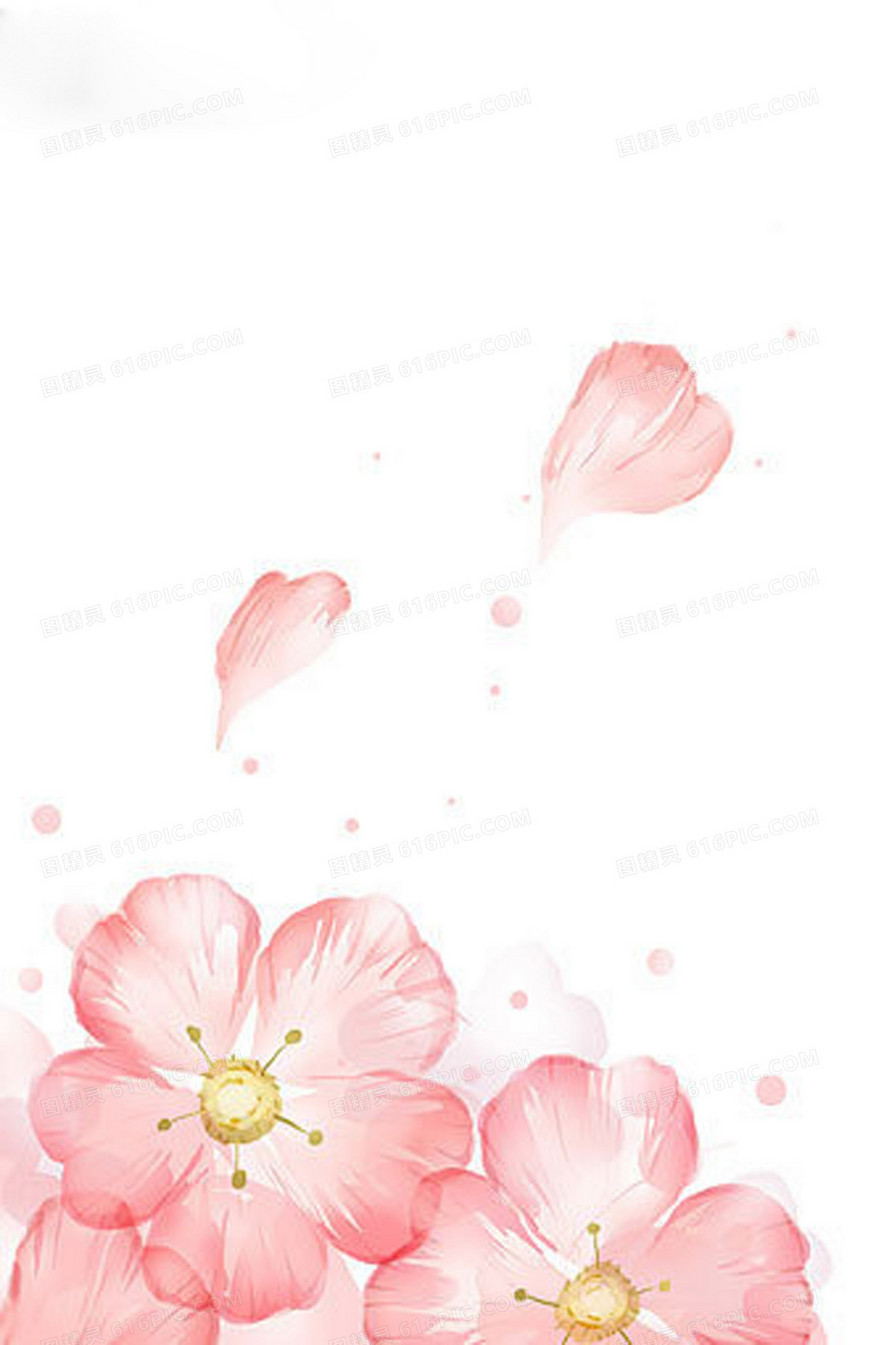 水彩粉色花瓣飞舞背景