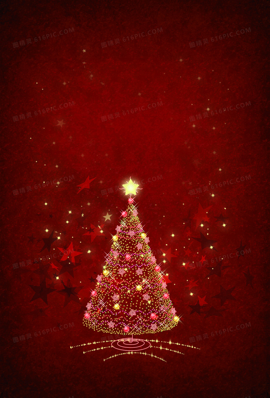 推荐！漂亮的红色底纹圣诞背景海报素材