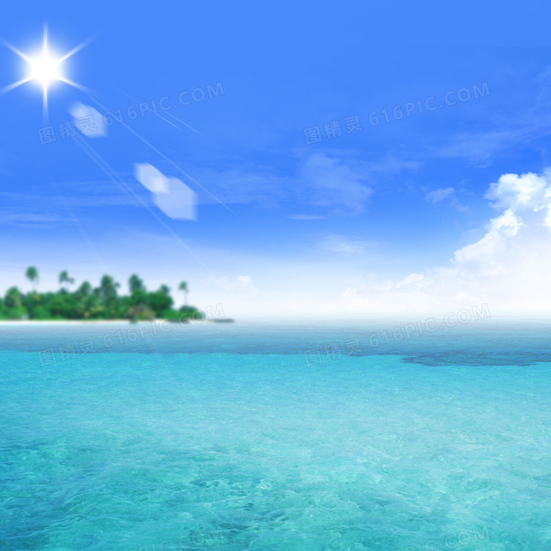 蓝天白云海岛阳光背景