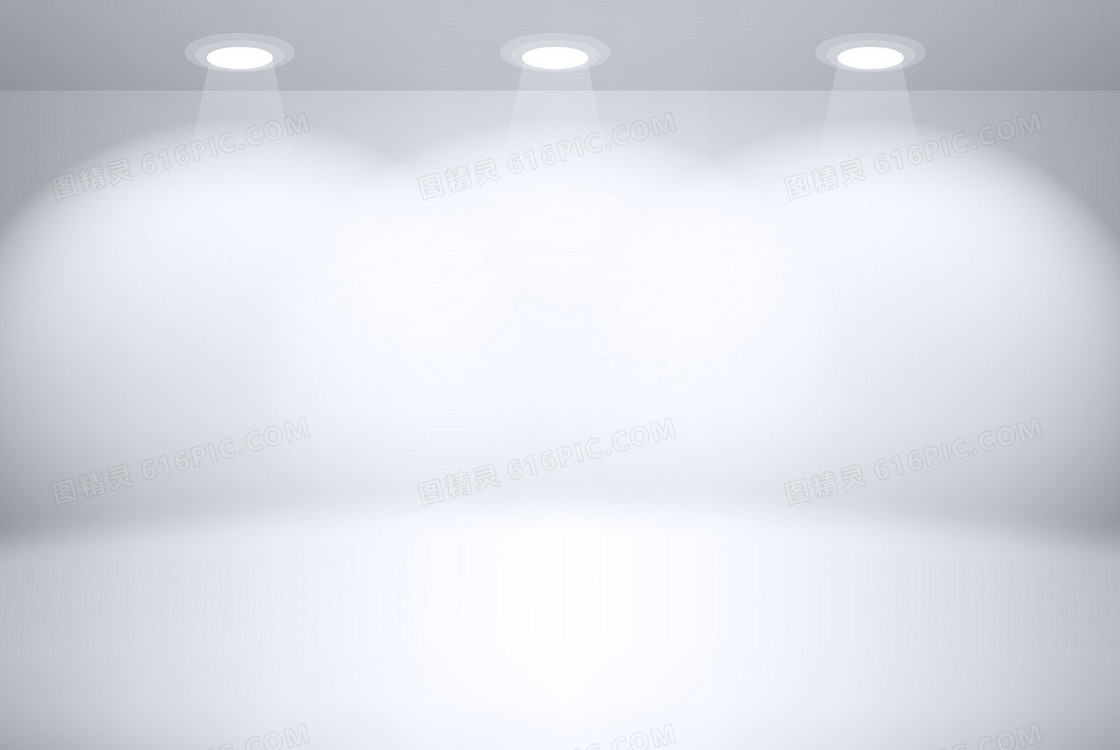 白色立体灯光展示房间背景素材