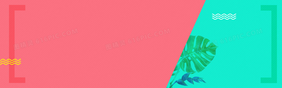 春天扁平红色绿色电商海报背景