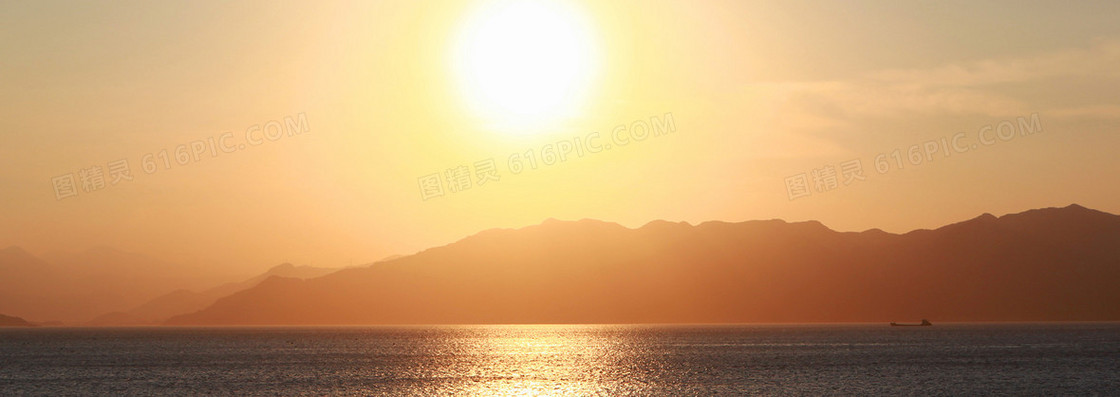 山水旅游夕阳唯美背景banner