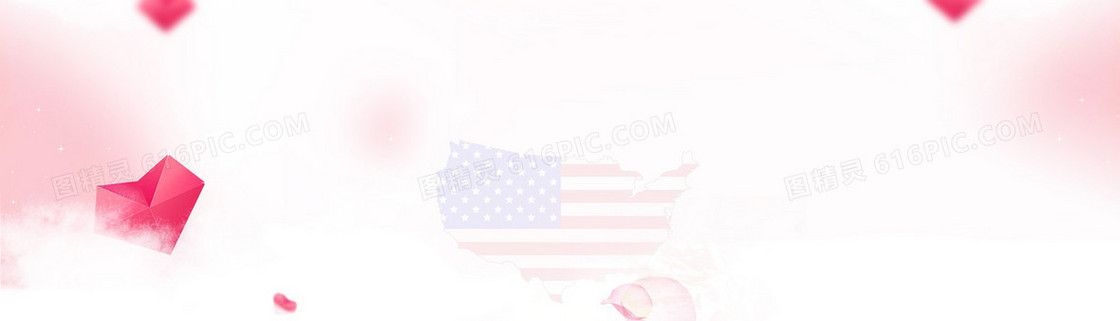 矩形心形美国国旗海报背景
