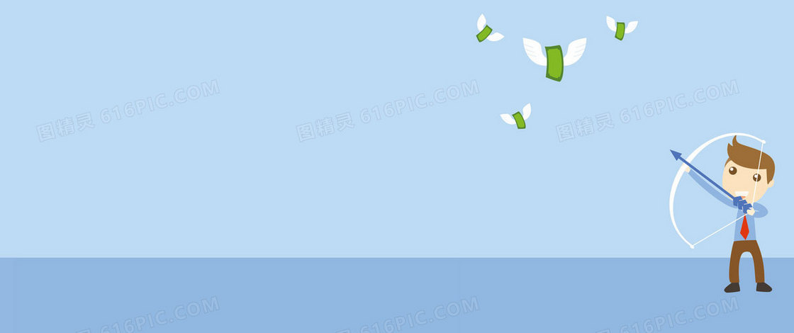 卡通商务小人拉弓射箭背景banner