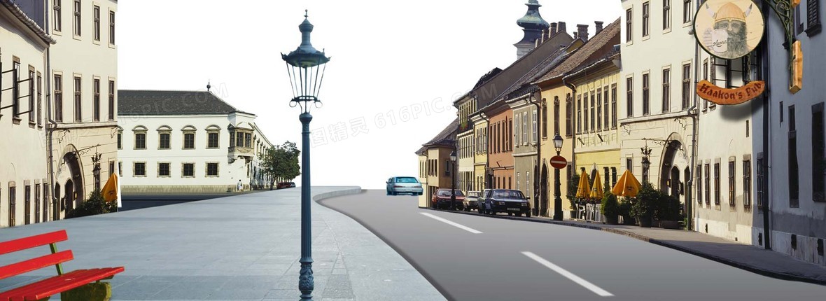 高清城市街道素材背景图片下载_1920x700像素jpg格式