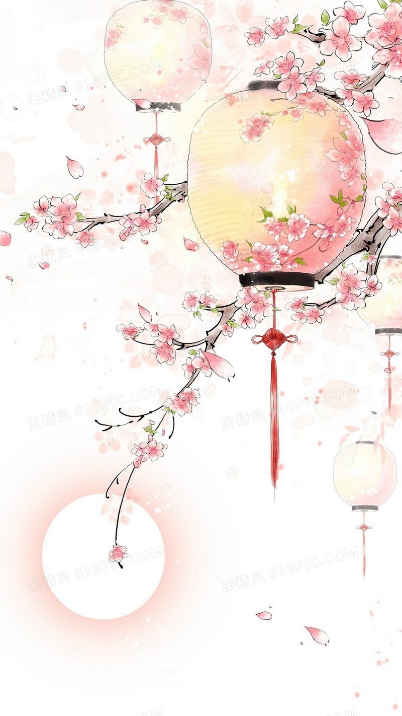 中国风粉色花朵h5背景