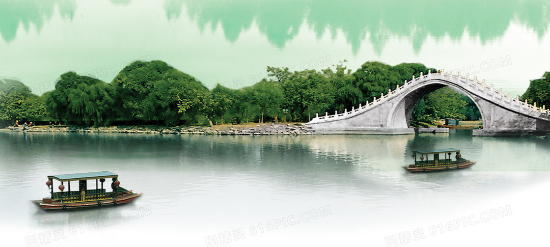 桥江南风景清新背景banner