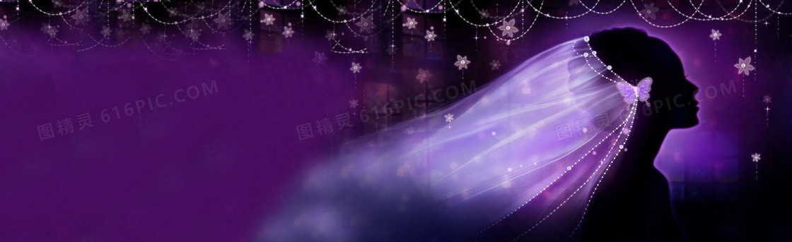 美女紫色梦幻背景banner