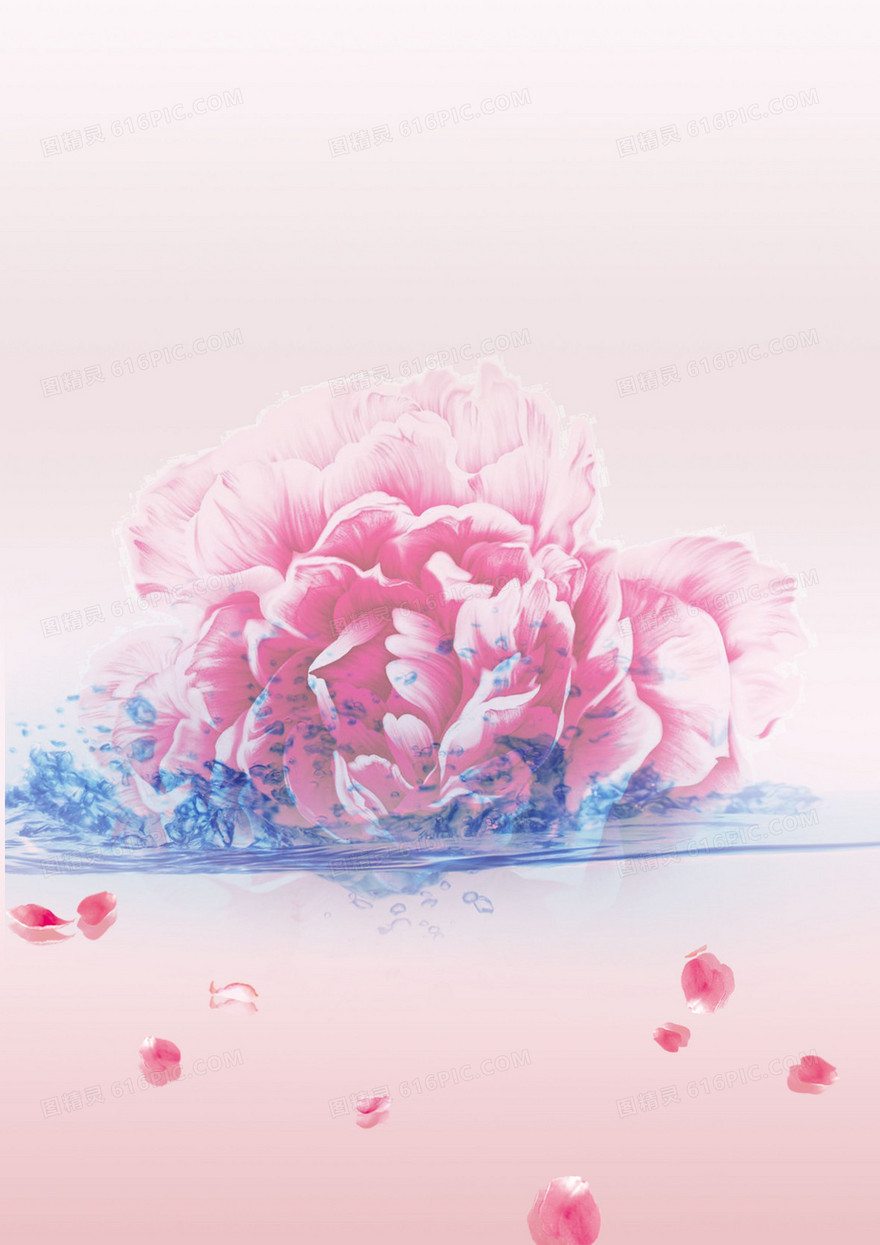 红色花卉化妆品海报背景素材