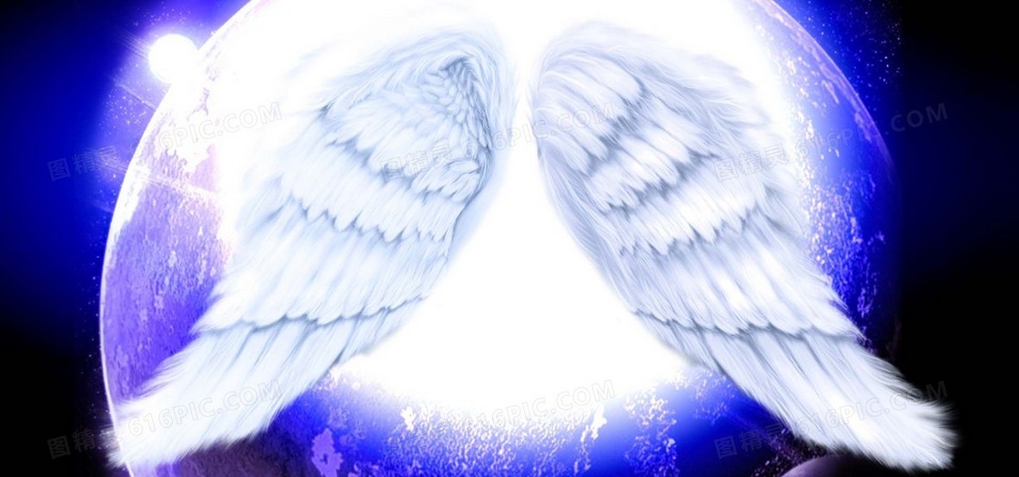 天使的翅膀蓝色地球背景