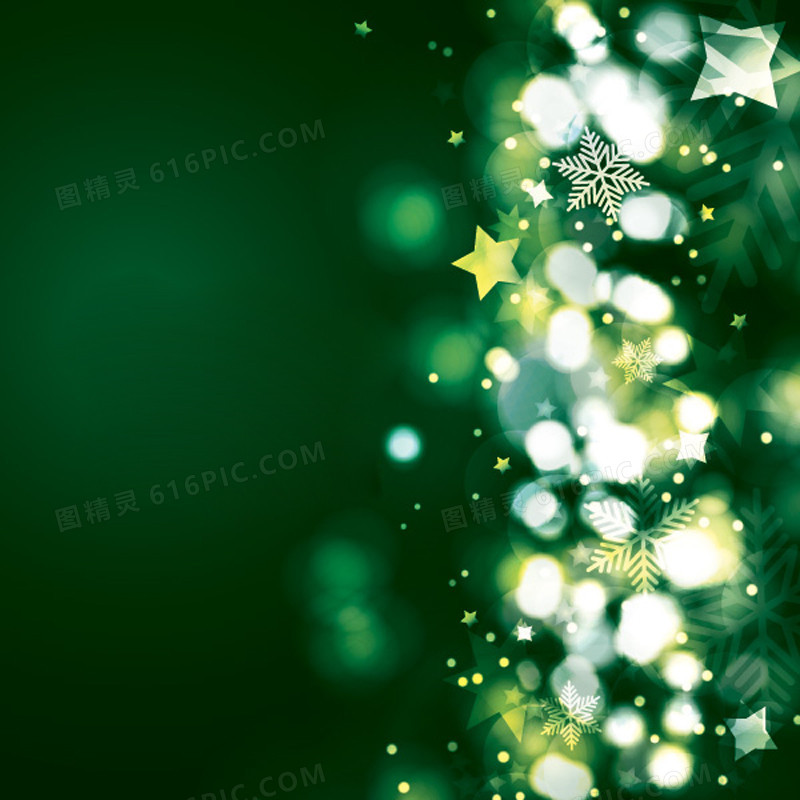 绿色梦幻星光圣诞主图背景