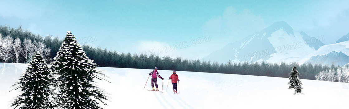 户外滑雪背景