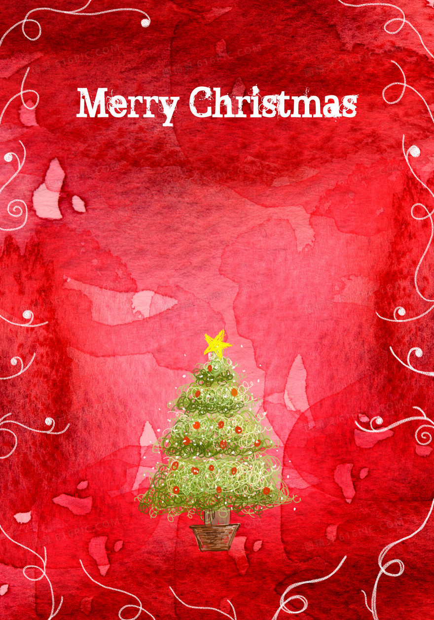 水彩印染圣诞节日海报背景素材