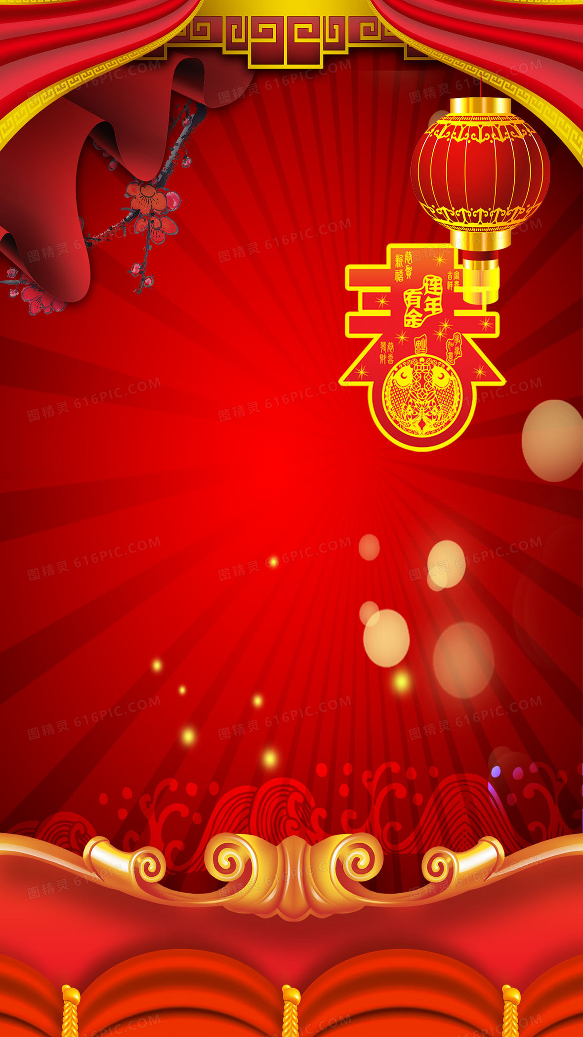 关键词:              春节红色喜庆灯笼过年新年春节背景中国