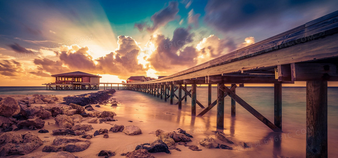 唯美夕阳海报背景