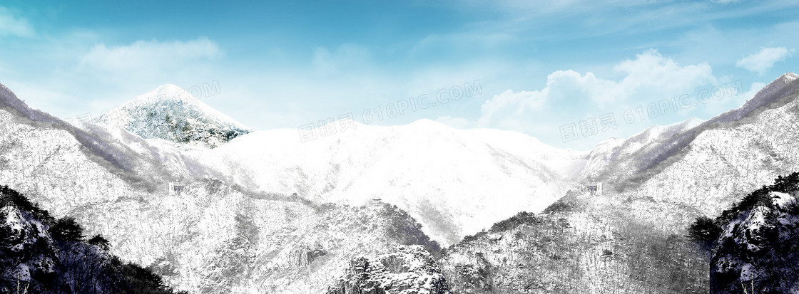 电商冬季雪景背景banner