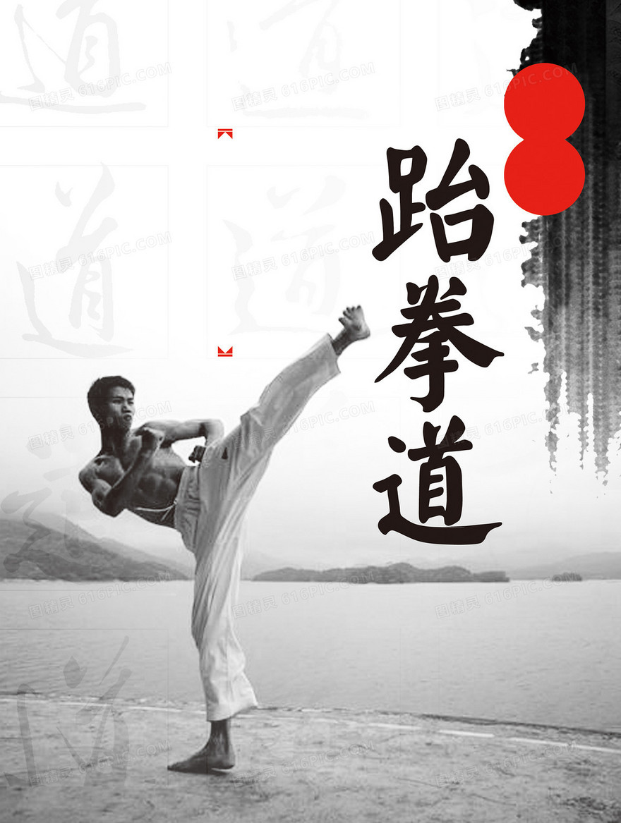 水墨中国风跆拳道海报