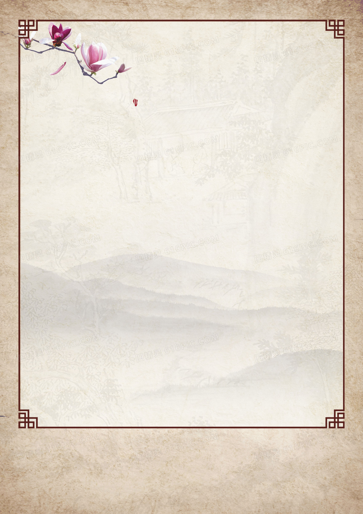 文学中国古典风水墨印刷背景