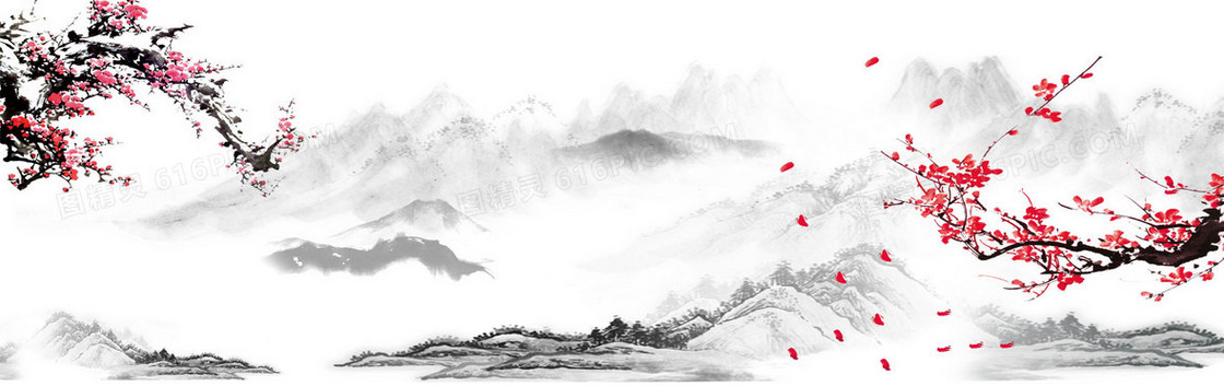 小清新中国水墨风海报背景