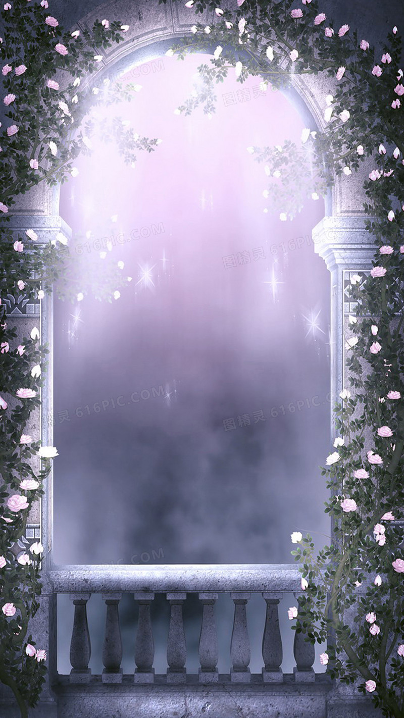 梦幻古堡窗户H5背景素材