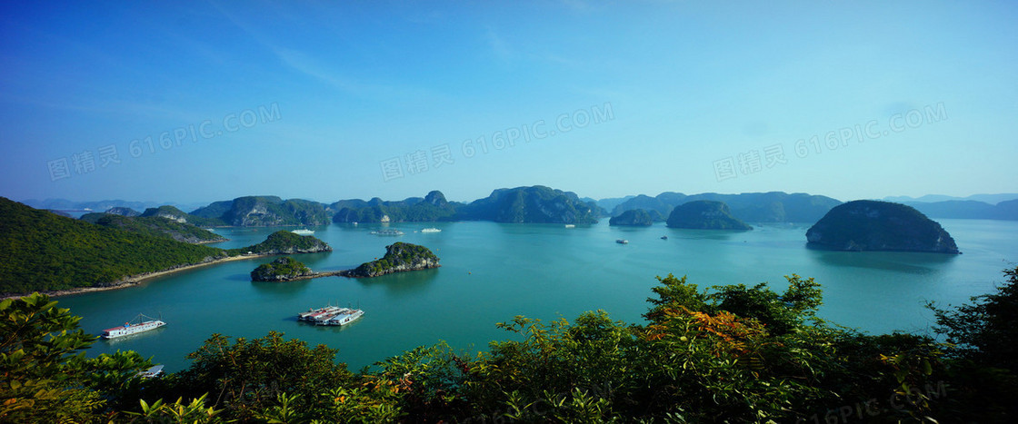 梦幻越南下龙湾旅游海报背景图