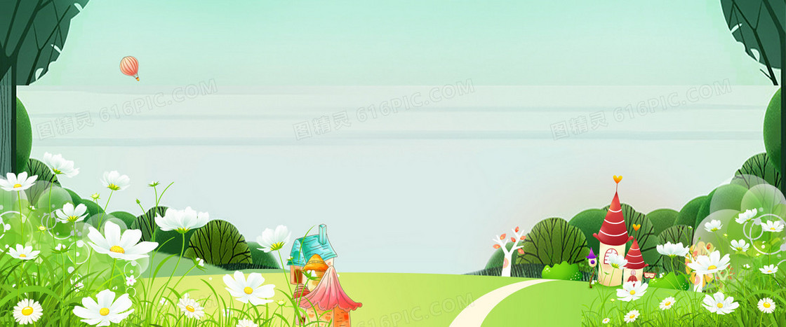 植树节卡通绿色海报banner背景