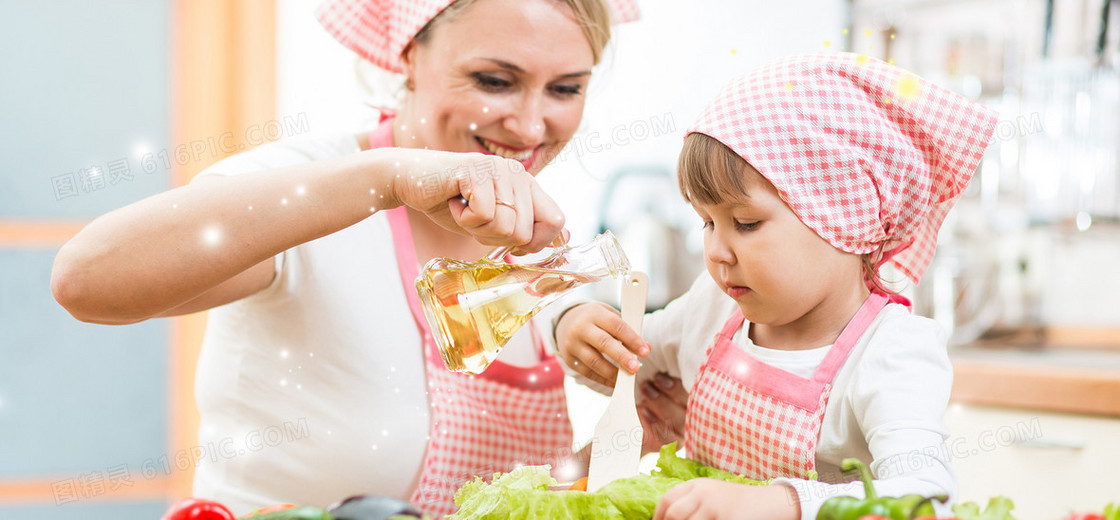 母亲节母亲做饭亲子活动温馨黄banner