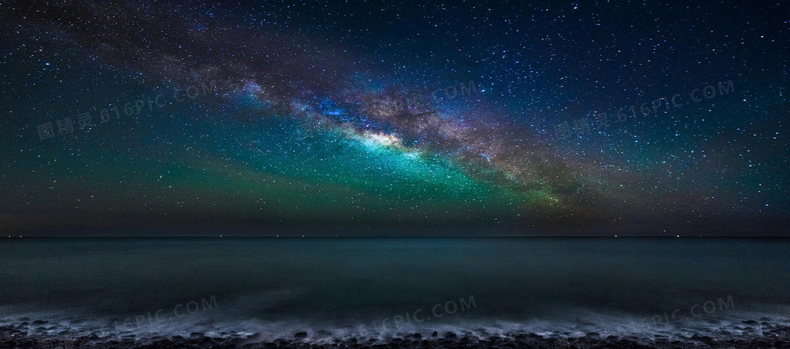 夜晚星空星星海洋背景