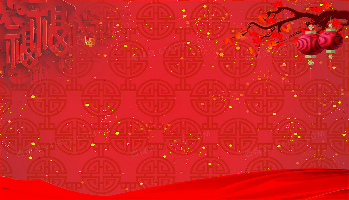 红色中国风背景墙背景