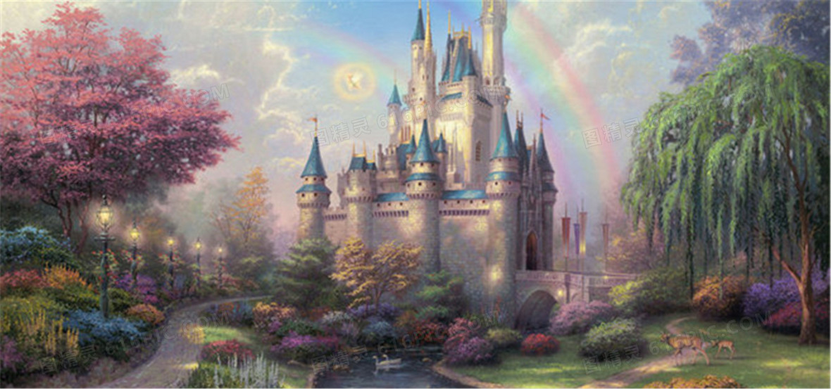 梦幻紫色迪士尼城堡背景图片下载_1920x900像素jpg_图