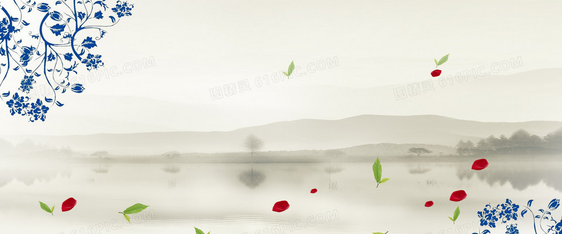 中国风水墨青花背景