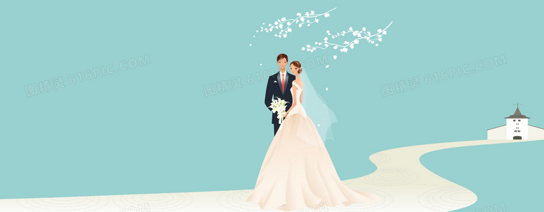婚礼矢量蓝色背景图